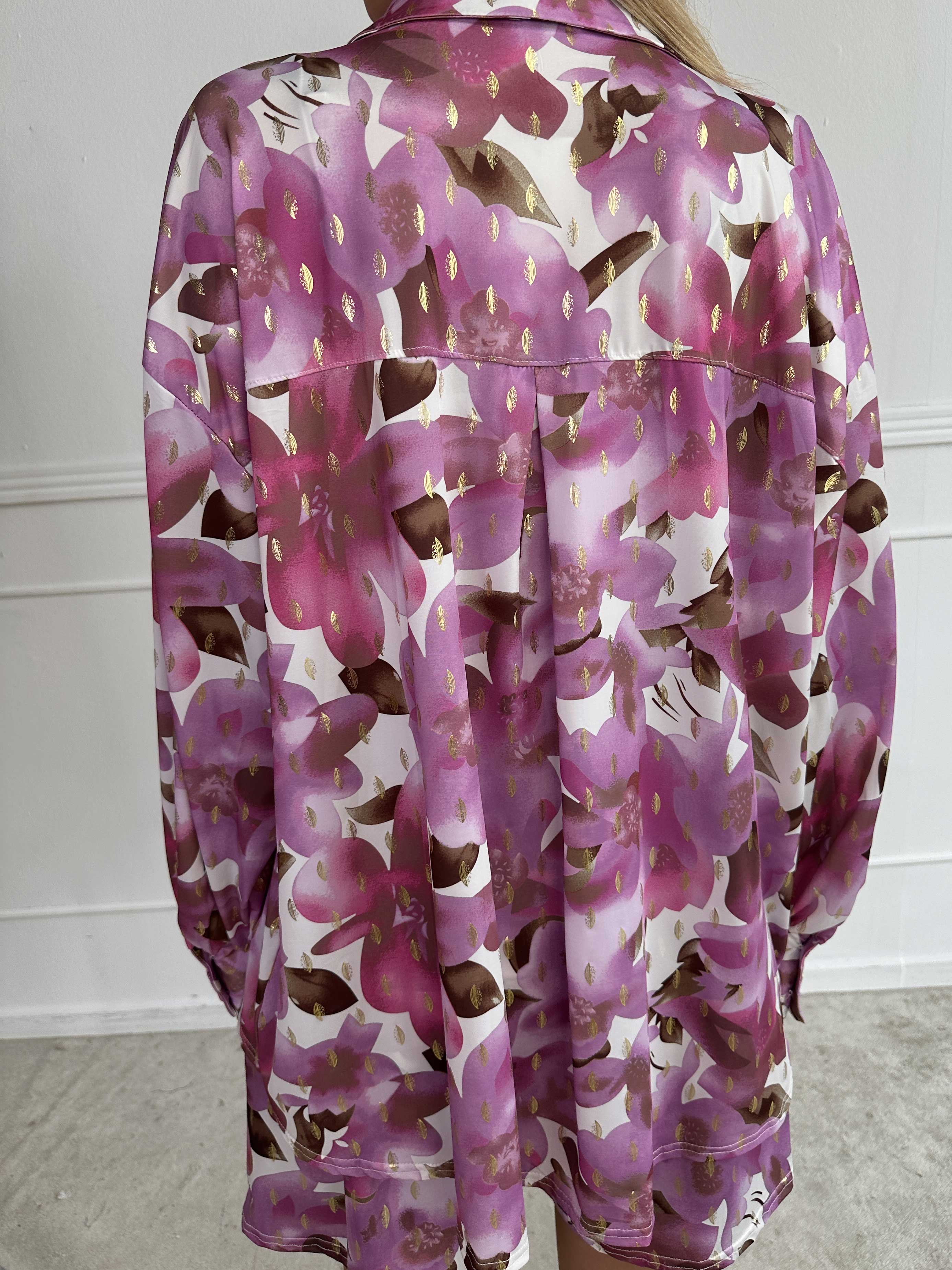 Pamy Sweet Flower - Skjorte i elastisk blomstret stof